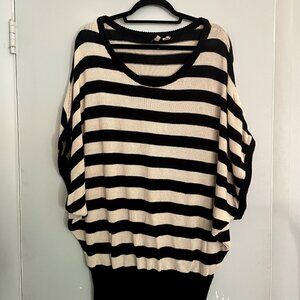 MOTH STRIPED COTTON BAT-WING TUNIC SWEATER